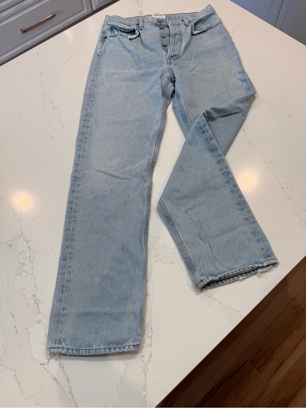 Agolde Pale Wash Straight-Leg Jeans